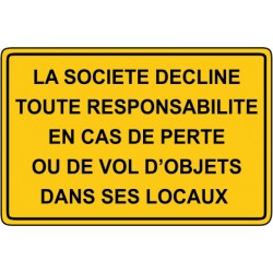 La société décline toute responsabilité en cas de perte ou de vol d'objets dans ses locaux