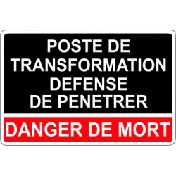 Poste de transformation defense de penetrer danger de mort