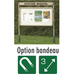 Vitrine d’extérieur Antares simple sur piétement option bandeau