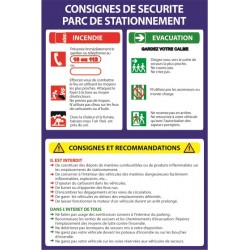 Consignes de sécurité parc de stationnement