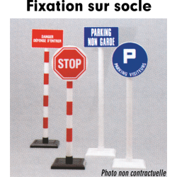 Poteaux pour disques et panneaux rouge / blanc fixation par socle
