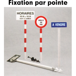 Poteaux pour disques et panneaux rouge / blanc fixation par pointe
