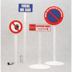 Poteaux pour disques et panneaux sur socle rouge / blanc