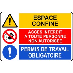 Espace confine / acces interdit a toutes personnes non autorisée / permis de travail obligatoire