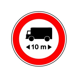Accès interdit aux véhicules dont la longueur dépasse le nombre indiqué