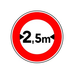 Accès interdit aux véhicules dont la largeur dépasse le nombre indiqué