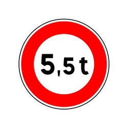 Accès interdit aux véhicule dont le poids dépasse le nombre indiqué