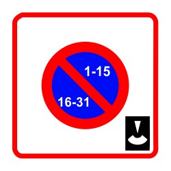 Entrée d'une zone à stationnement alterné semi-mensuel à disque