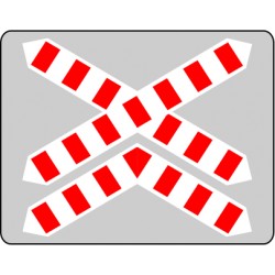 Signalisation passage à niveau croix doubles Aluminium bords pliés + adhésif rétro-réfléchissant