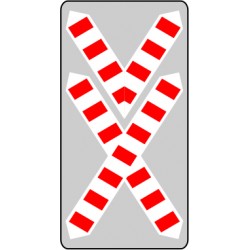Signalisation passage à niveau double croix verticale Aluminium bords pliés + adhésif rétro-réfléchissant