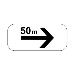 Panonceaux complémentaires - Flèche droite 50m