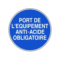 Port de l'équipement anti-acide obligatoire
